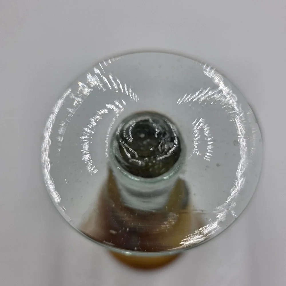 Set of 6 Amber Blown Glass Wine Goblets Aqua Blue Stem Bubbles Hand Blown‎ 8